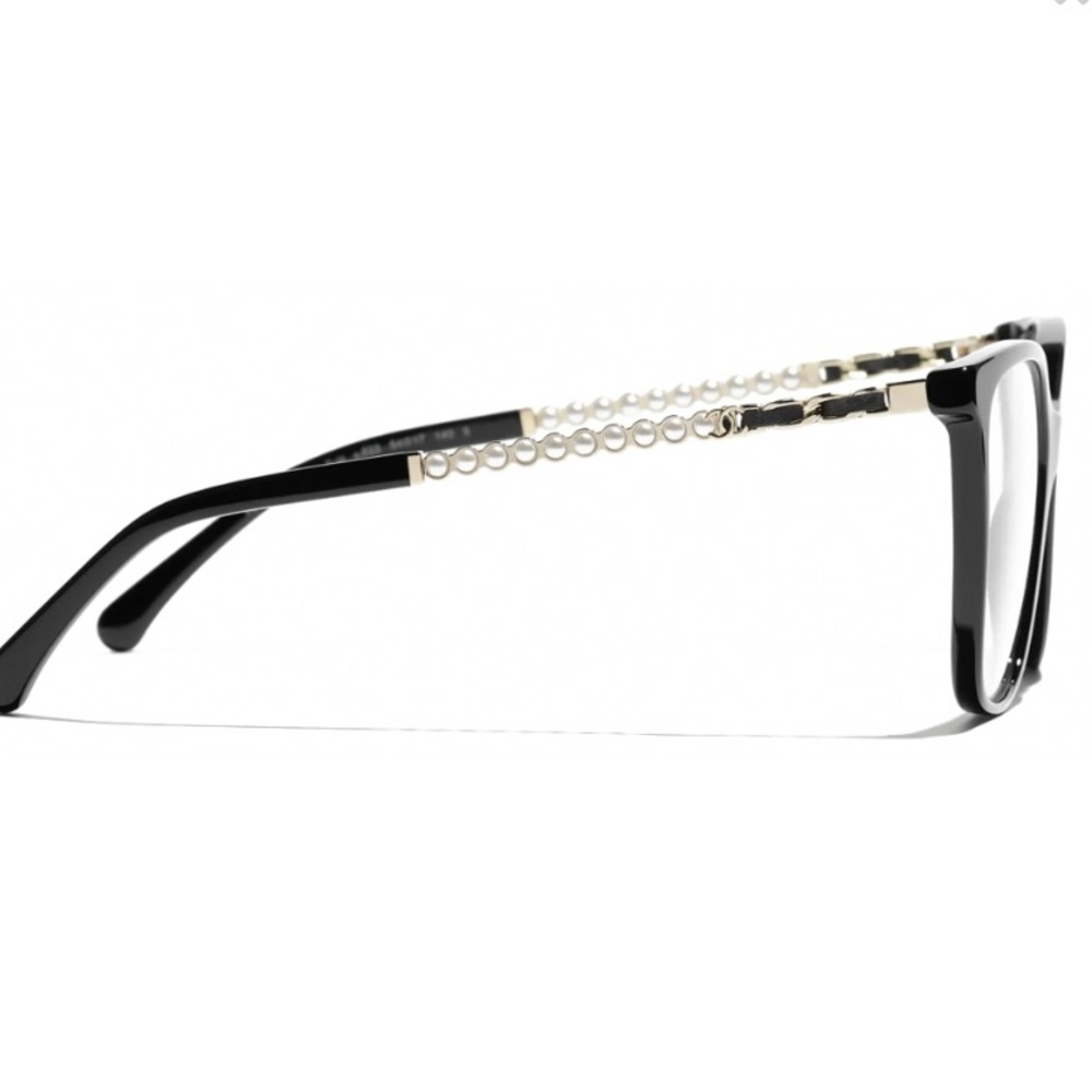 Authentic Chanel Black Glasses with Pearl Detail